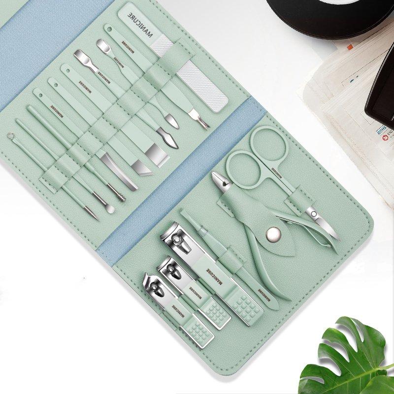 Stainless Manicure Pedicure Grooming Kit With Travel Case Multipurpose Nail Clippers 14981444075846-1