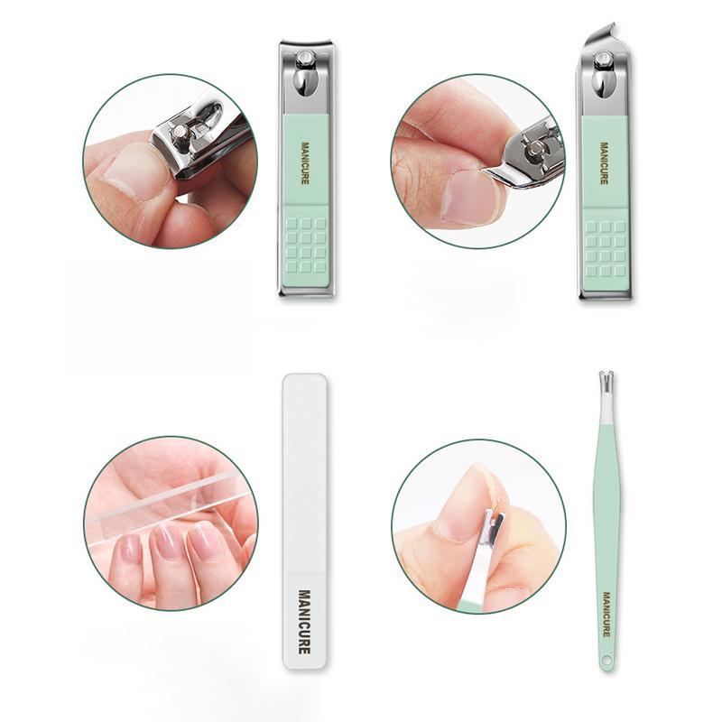 Stainless Manicure Pedicure Grooming Kit With Travel Case Multipurpose Nail Clippers 14981444075846-1