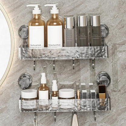 Wall Mounted Removable Suction Cup Shelf With Hooks 9663775703330-1