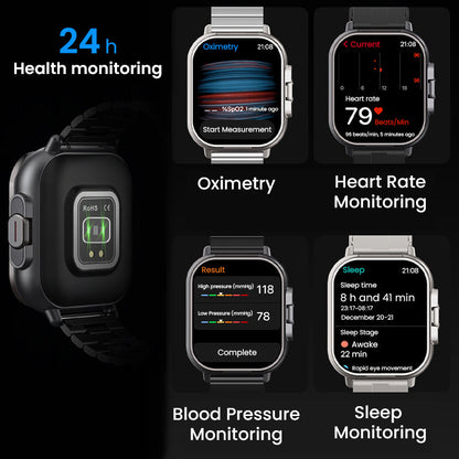 Smartwatch With Detachable Bluetooth Earphones Touchscreen Waterproof Fitness Tracker Rechargeable 9691143045410-1