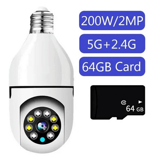 Hidden Security Lightbulb Camera 5G 2Mp Night Vision Human Tracking 8746300965198-1