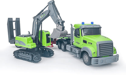 RC Excavator and Flatbed Truck Toy Set for Kids 8598644195549-1