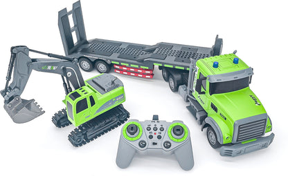 RC Excavator and Flatbed Truck Toy Set for Kids 8598644195549-1