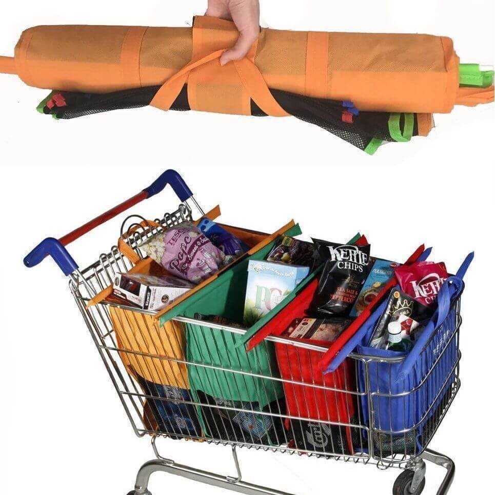 Reusable Foldable Shopping Cart Bags Set For Organized Grocery Trips 14933944205638-1
