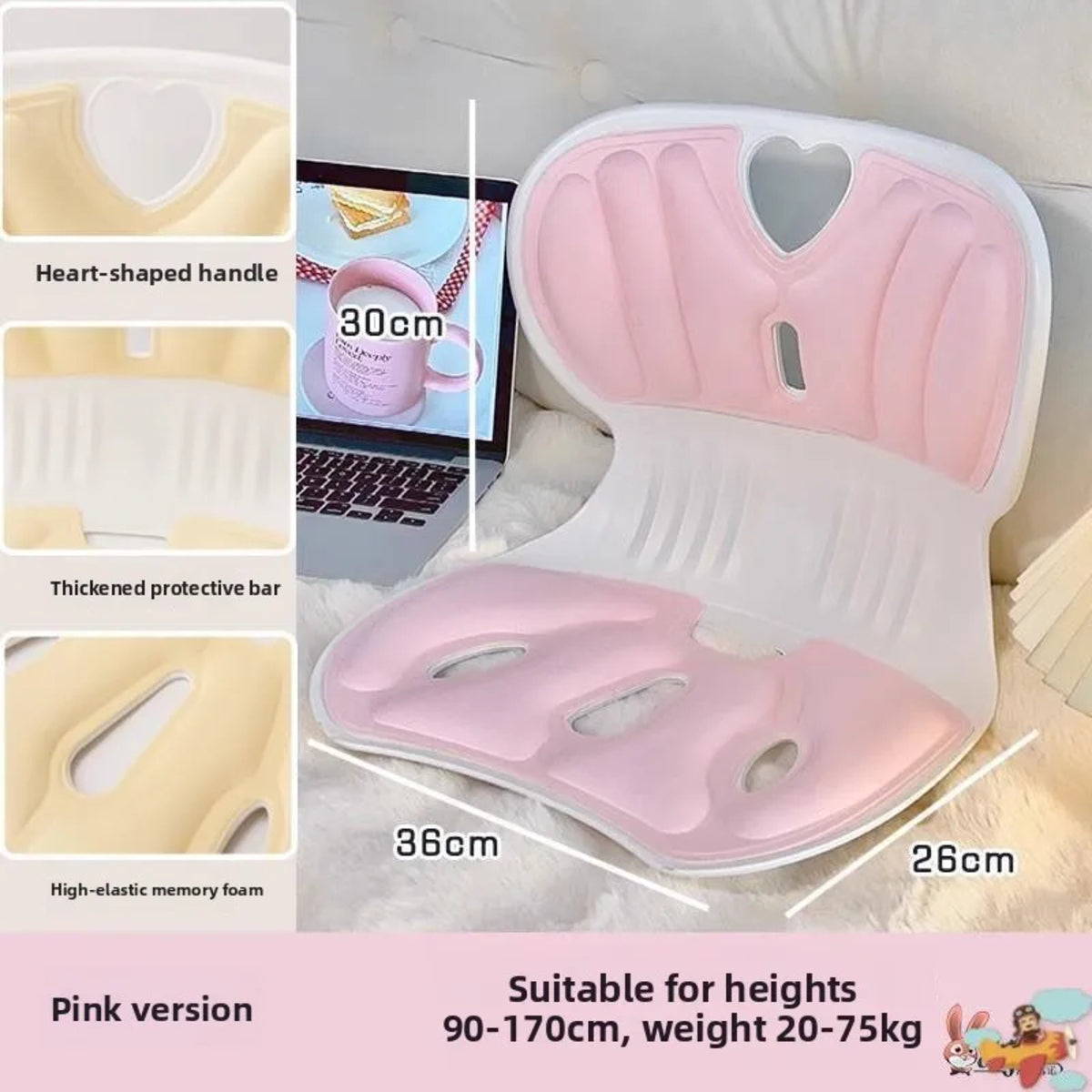 Ergonomic Lumbar Support Cushion – Posture Correcting Backrest Pillow for Adults' Office Chairs & Home Seating