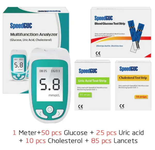 3 In 1 Monitor (Cholesterol-Glucose-Uric Acid) Complete Set Includes Lancing Device And Lancets