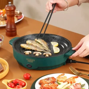 Electric Multicooker, 220V Non-Stick Frying Pan For Bbq, Steak, Fish, And Omelettes