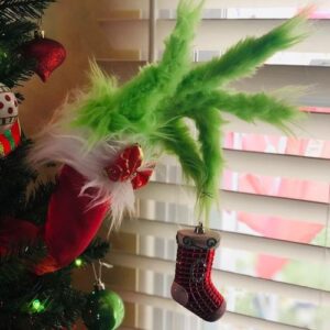 New Year Christmas Tree Decorations Furry Lovely Green Grinch Elf Arm Ornament photo review