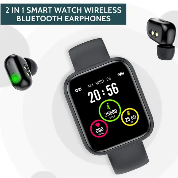 2 In 1 Smart Watch Wireless Bluetooth Earphones