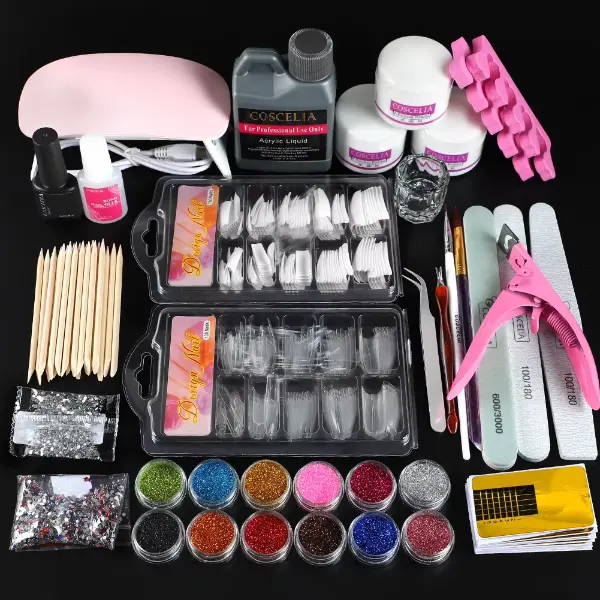 Professional Acrylic Nails Kit With Lamp For Manicure2