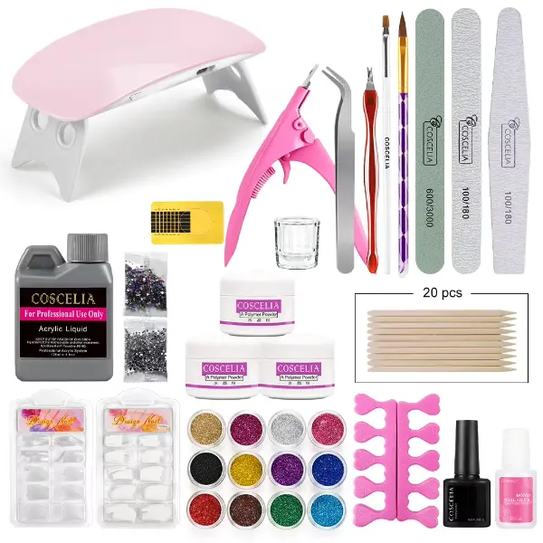 Professional Acrylic Nails Kit With Lamp For Manicure3