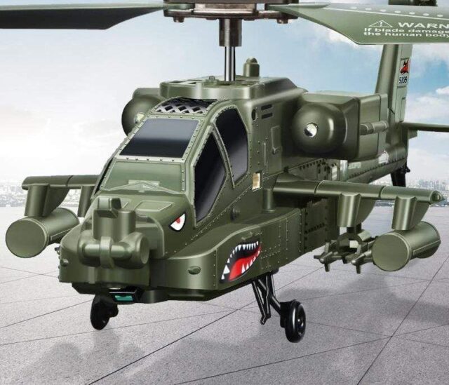 Remote-Controlled Military Helicopter Toy with Gyro Stabilization