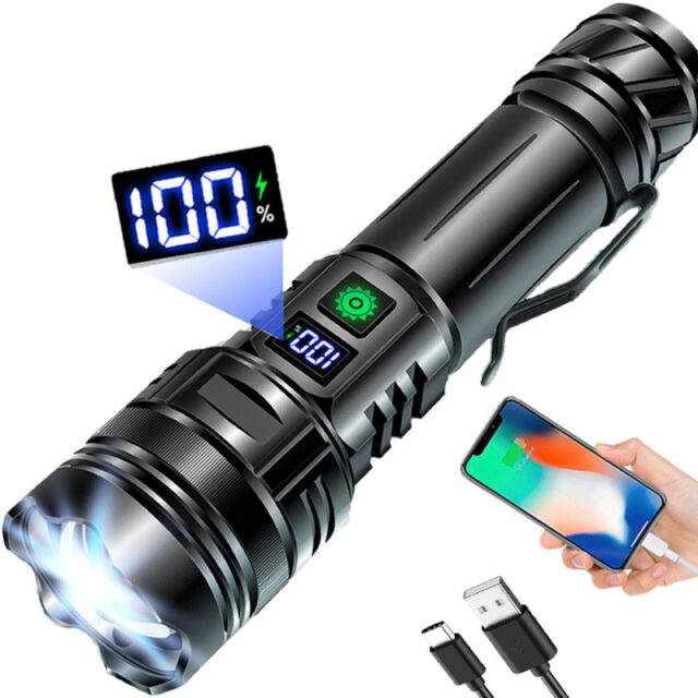 High Power LED Flashlight with Type-C USB Rechargeable