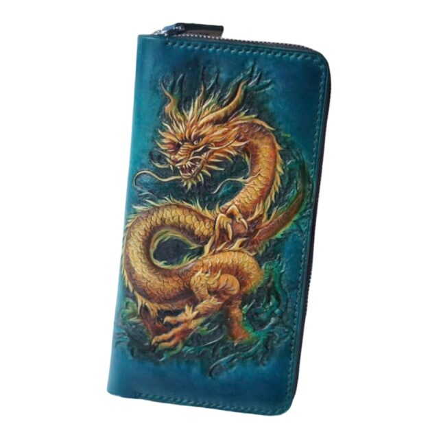 Handcrafted Leather Wallet with Dragon Embossing