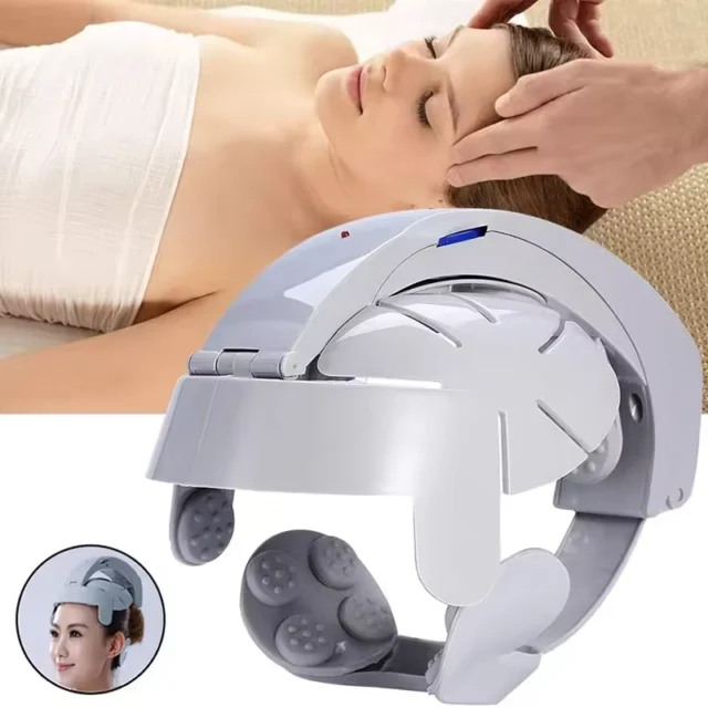 Electric Head Scalp Massager Brain Relax Vibration Head Massager Helmet Acupuncture Points Head