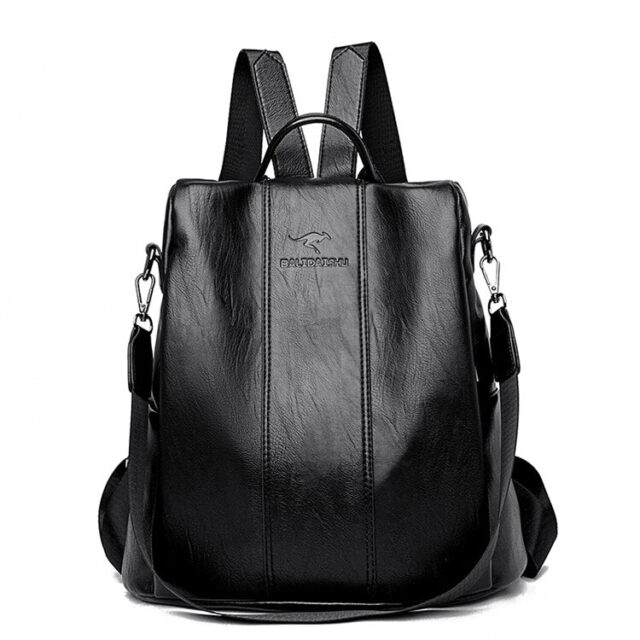 Anti-Theft Leather Backpack – Vintage Shoulder Bag